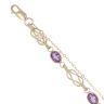 9ct Yellow Gold Amethyst Fancy Bracelet 7"