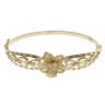 9ct Yellow Gold Cubic Zirconia Flower Hinged Bangle
