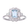 Platinum 0.75ct Aquamarine and 0.55ct Diamond Cluster Ring