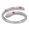 9ct White Gold 0.01ct Diamond and Ruby Snake Ring