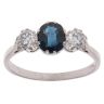 18ct White Gold 0.55ct Brilliant Cut Diamond and Sapphire Three Stone Ring
