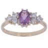 9ct Yellow Gold Cubic Zirconia and Amethyst Cluster Ring