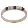 9ct Yellow Gold 0.10ct Brilliant Cut Diamond and Sapphire Half Eternity Ring