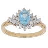 18ct Yellow Gold 0.35ct Brilliant Cut Diamond and Aquamarine Cluster Ring