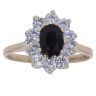 9ct Yellow Gold Sapphire and Cubic Zirconia Cluster Ring