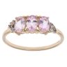 9ct Yellow Gold Cubic Zirconia and Pink Topaz Three Stone Ring