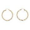 14ct Yellow Gold Greek Key Twist Hoop Earrings