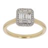 18ct Yellow Gold 0.41ct Baguette and Brilliant Cut Diamond Cluster Ring