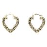 9ct Yellow Gold Patterned Heart Creole Earrings