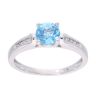 9ct White Gold Blue Topaz and Diamond Circular Ring