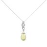 14ct White Gold 0.03ct Diamond And Green Gemstone Pendant And Chain 18"