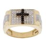 14ct Yellow Gold Cubic Zirconia Black Cross Ring