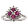 9ct White Gold 0.47ct Brilliant Cut Diamond And Ruby Cluster Ring