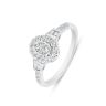 9ct White Gold 0.33ct Natural Diamond Dress Ring with Halo And Baguette Accents