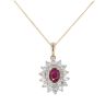 9ct Yellow Gold 0.57cts Diamond And Ruby Pendant And 18" Chain