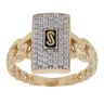 14ct Yellow Gold Monaco Classic Alternate Flex Pave Link Cubic Zirconia Signet Ring