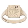 9ct Yellow Gold 0.01ct Diamond Patterned Signet Ring