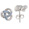 Silver Cubic Zirconia and Blue Gemstone Stud Earrings