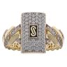 14ct Yellow Gold Monaco Edge Alternative Pave Link Signet Ring
