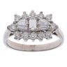 18ct White Gold 1.00ct Brilliant and Baguette Cut Diamond Cluster Ring