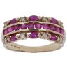 9ct Yellow Gold 0.15ct Diamond and Ruby Fancy Three Row Ring