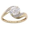 14ct Yellow Gold Cubic Zirconia Crossover Ring