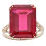 9ct Yellow Gold Created Ruby Diamond Cut Ring