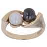 9ct Yellow Gold White and Grey Pearl Two Stone Ring