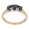 18ct Yellow Gold 1.00ct Brilliant Cut Black Diamond Trilogy Ring