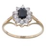 9ct Yellow Gold Cubic Zirconia and Sapphire Cluster Ring