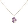 9ct Yellow Gold 0.03ct Diamond and Amethyst Cluster Pendant and Chain 18"