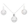 Sterling Silver Cubic Zirconia Halo Pendant and Earring Set
