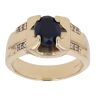 14ct Yellow Gold Cubic Zirconia And Blue Gemstone Signet Ring