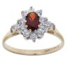 9ct Yellow Gold Cubic Zirconia and Garnet Cluster Ring
