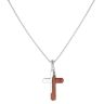 Unique & Co Stainless Steel and Bubinga Wood Cross Pendant and Chain 20"