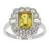Platinum Diamond And Yellow Sapphire Octagonal Cluster Ring