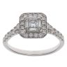 18ct White Gold Princess, Baguette and Brilliant Cut Diamond Cluster Ring