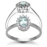 9ct White Gold 0.12ct Diamond & Blue Topaz Ring