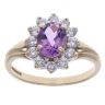 9ct Yellow Gold Cubic Zirconia and Amethyst Cluster Ring