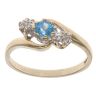 9ct Yellow Gold 0.05ct Diamond and Blue Topaz Three Stone Ring