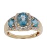 9ct Yellow Gold 0.15ct Diamond and Blue Topaz Cluster Ring