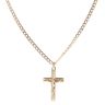 9ct Yellow Gold Crucifix Pendant and Curb Chain 18"