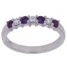 18ct White Gold 0.15ct Diamond and Amethyst Half Eternity Ring