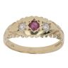 9ct Yellow Gold Ruby and Cubic Zirconia Three Stone Ring