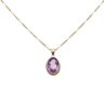 9ct Yellow Gold Amethyst Pendant And Figaro Chain 20"