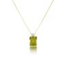 Silver 18ct Yellow Gold Plated Emerald Cut Peridot Lab Grown Diamond Pendant Necklace