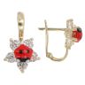 14ct Yellow Gold Children's Cubic Zirconia Flower And Ladybird Earrings