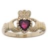 9ct Yellow Gold Claddagh Garnet Heart Ring