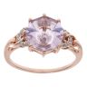 9ct Rose Gold 0.02ct Diamond and Purple Gemstone Ring