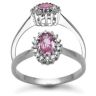 9ct White Gold 0.12ct Diamond & Pink Sapphire Ring